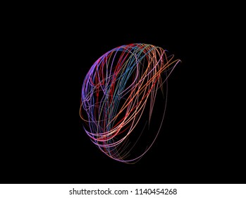 glowing colored lines of motion 3D illustration