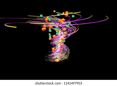 Glowing colored lines of motion 3D illustration