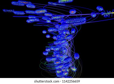 Glowing colored lines of motion 3D illustration