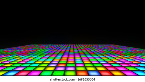 Glowing Colorful Disco Dance Floor Tiles