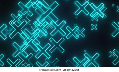 Glowing Cross Mark. Computer generated 3d render. 3D Illustration