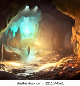 Glowing Crystal Deep Inside The Cave Of Creation