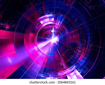 Glowing Disc With Cells And Rays Of Light - Abstract 3d Illustration