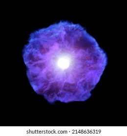 Glowing Energy Ball On Black Background. Stargate Event Horizon Portal, Time Travel, Outer Space, 3d