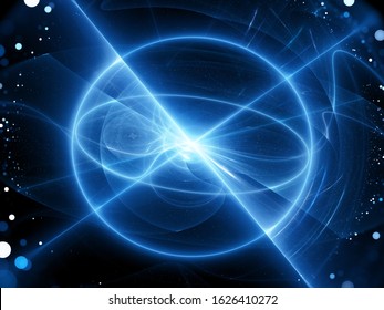 Glowing Energy Burst With Spherical Force Field With Perpendicular Rays, Computer Generated Abstract Background, 3D Rendering