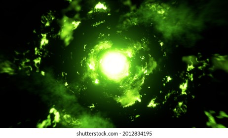 Glowing Green Fire Ball Effect Background