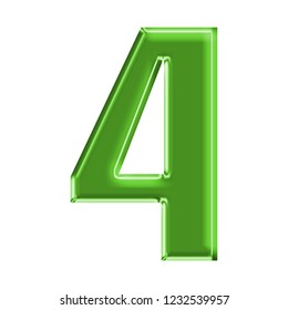 Glowing Metallic Green Number Four 4 Stock Illustration 1232539957 ...