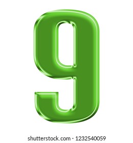 Glowing Metallic Green Number Nine 9 Stock Illustration 1232540059 ...