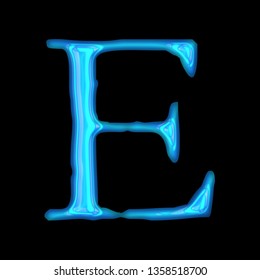 Glowing Neon Blue Glass Letter E Stock Illustration 1358518700