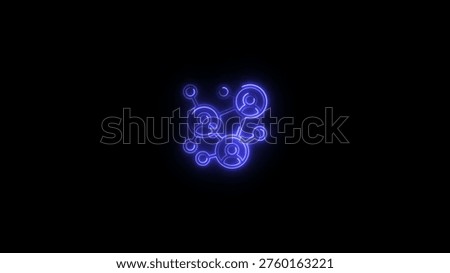 A glowing neon blue interconnected circular nodes network shining brightly against a dark background