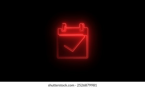glowing neon calender icon with calendar and check mark. - Powered by Shutterstock - Get 15% off with code: PIKWIZARD15