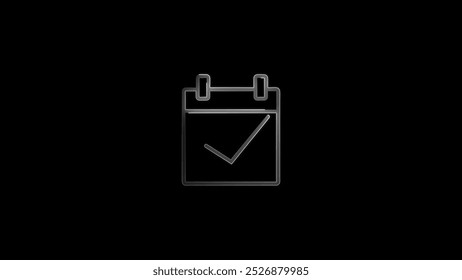 glowing neon calender icon with calendar and check mark. - Powered by Shutterstock - Get 15% off with code: PIKWIZARD15