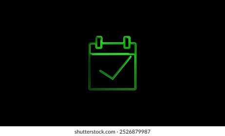 glowing neon calender icon with calendar and check mark. - Powered by Shutterstock - Get 15% off with code: PIKWIZARD15