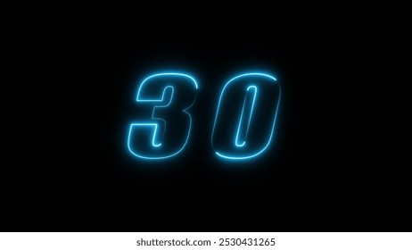 Glowing neon countdown timer number illustration.