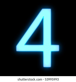 Glowing neon font - Number 4