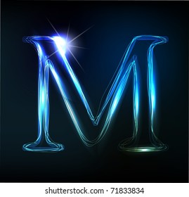 Glowing Neon Font Shiny Letter M Stock Vector (Royalty Free) 71451214 ...