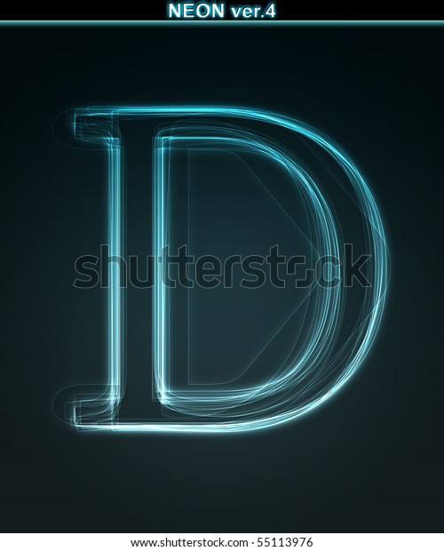 Glowing Neon Font Shiny Letter D Stock Illustration 55113976