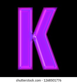 Glowing Neon Purple Glass Letter K Stock Illustration