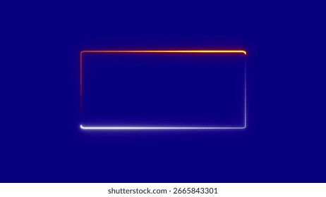 A glowing neon rectangle with a gradient of red to blue on a dark blue background, creating a futuristic and abstract aesthetic.