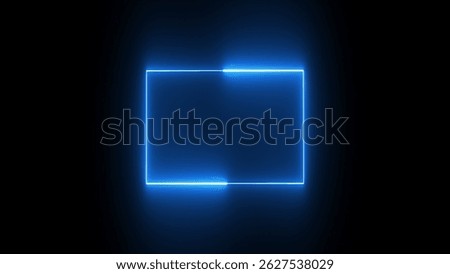 Glowing neon square frames. Glowing borders isolated on a black background. Colorful night banner, light effect. Bright illuminated shape.