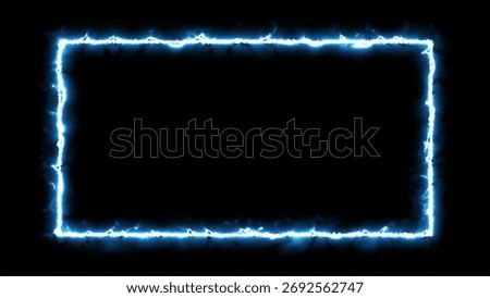 Glowing neon thunder rectangle abstract isolated on black background