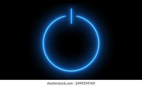 Glowing On-off switch button appears on a black background.