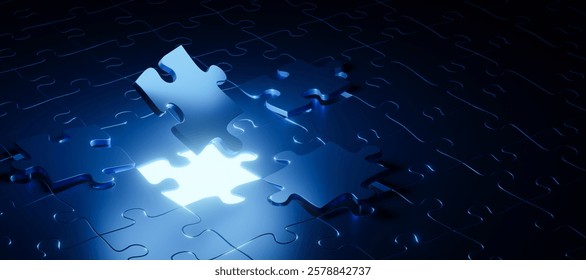 Glowing puzzle piece illuminates the solution. - Powered by Shutterstock - Get 15% off with code: PIKWIZARD15
