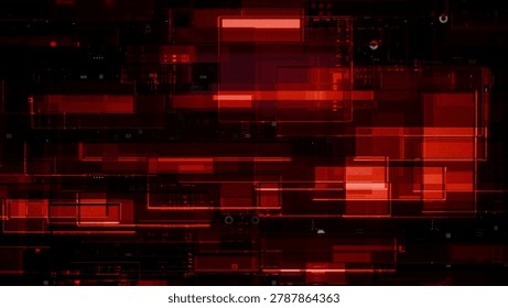 Glowing red abstract digital network with data flow and cybersecurity threat artificial intelligence system analysis on a cyber matrix background