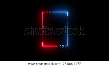 Glowing red and blue quotation marks forming a rectangular frame