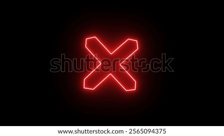 Glowing Red check mark and wrong buttons neon icon, cross mark icon. Vector illustration