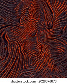 Glowing Red Hot Metallic Molten Material Making Detailed Patterns As It Melts And Flows 