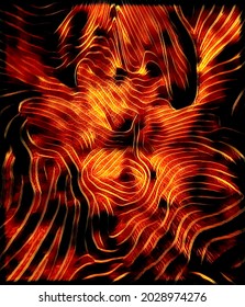 Glowing Red Hot Metallic Molten Material Making Detailed Patterns As It Melts And Flows 