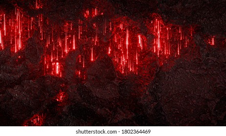 Glowing red light trails flow. 3D render
