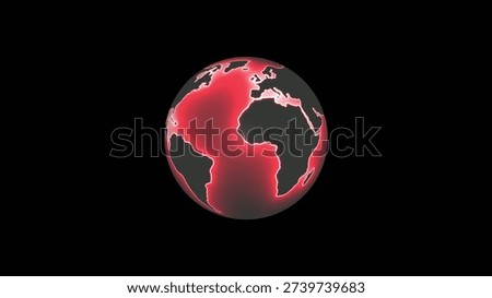 A glowing red wireframe globe with illuminated continents set against a dark background highlighting Africa and Europe