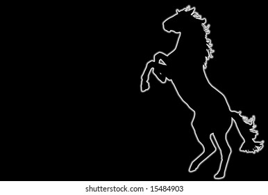 Glowing Silhouette Rampant Horse Over Black Stock Illustration 15484903 ...