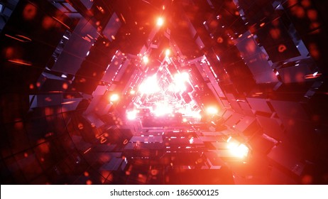 Glowing space particle tunnel 3d illustration vfx background wallpaper