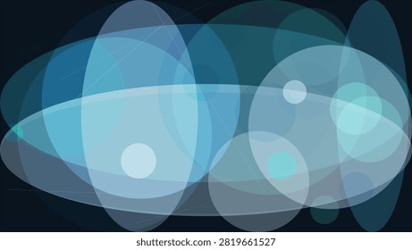 Glowing translucent semi-spheres with smooth, soft inner gradients in varying shades of teal and blue. The forms appear semi-transparent with luminous edges, creating...