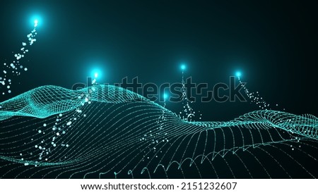 Glowing wave. Technological wave. Digital background. Digital technology concept design. 3d illustration.