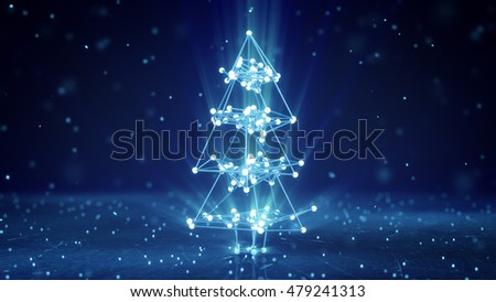 Glowing wireframe christmas tree shape. Abstract holiday 3D render
 Stock photo © 
