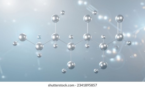 glucose molecular structure, 3d model molecule, monosaccharide, structural chemical formula view from a microscope