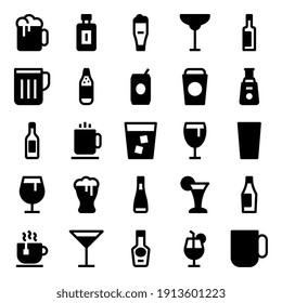 Glyph icons for cocktail drink.