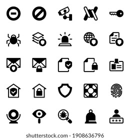 Glyph Icons For Cyber Security.