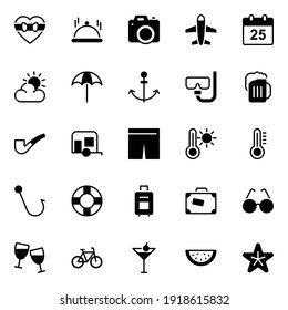 Glyph Icons For Holiday Vacation.