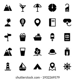 Glyph Icons For Summer Holiday Beach Tourism Travel.