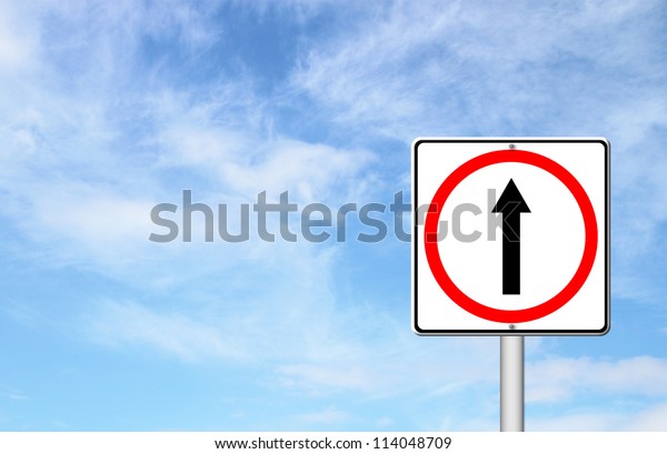 go ahead the way ,forward sign with blue sky blank\
for text
