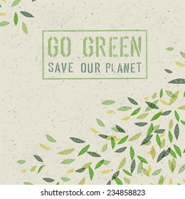 Go Green Concept On Recycled Paper Texture. Raster Version