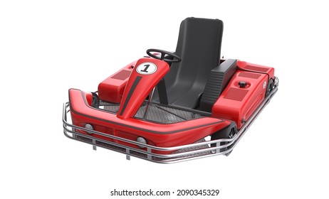 Go Kart Cart Isolated On White Background.3d Rendering.