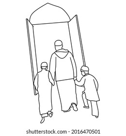 Go To Mosque Muslim Illustration