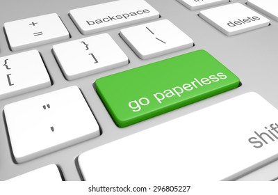 Go paperless key on a computer keyboard