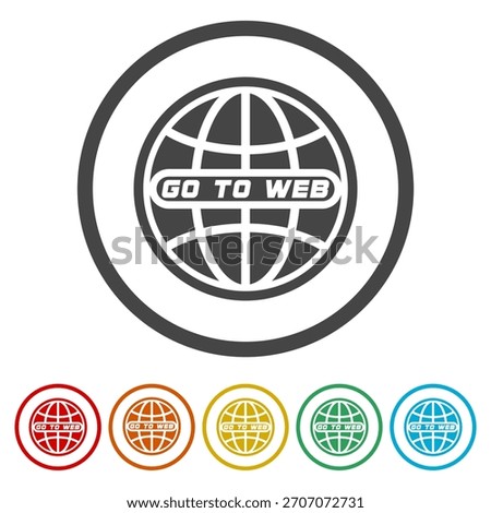 Go to web globe icon. Set icons in color circle buttons